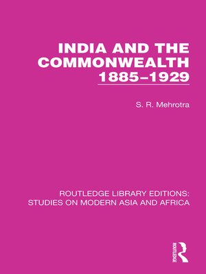 cover image of India and the Commonwealth, 1885–1929